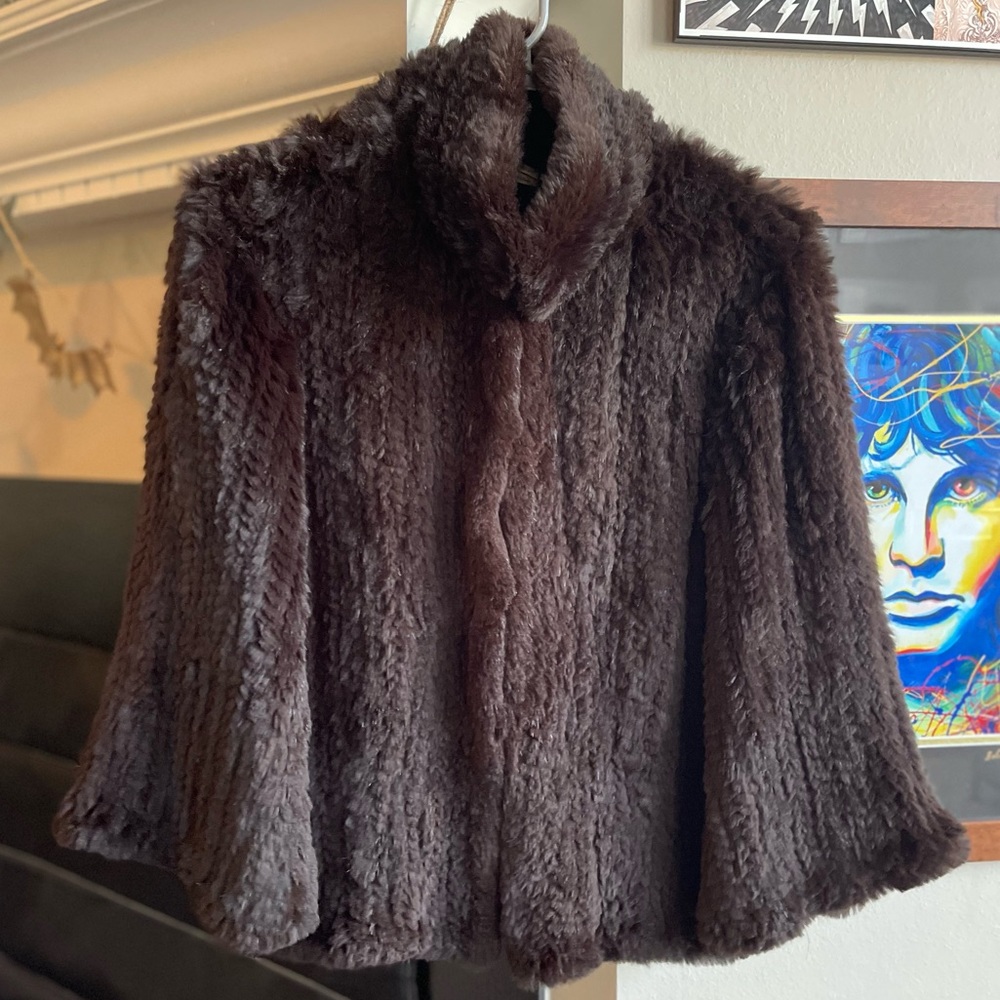 100% Genuine Brown Rabbit Fur Coat - Vintage Max Studio - Size M